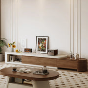 Brown Wood Open Storage Long TV Stand with Drawers