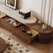 Brown Wood Open Storage Long TV Stand with Drawers