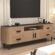 Brown Wooden Drawers Cabinet Rectangular TV Stand