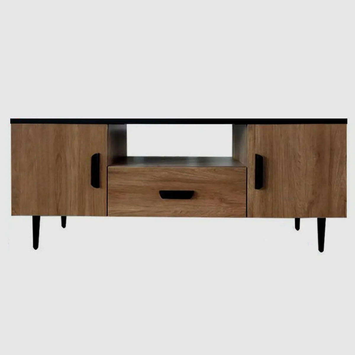 Brown Wooden Drawers Cabinet Rectangular TV Stand