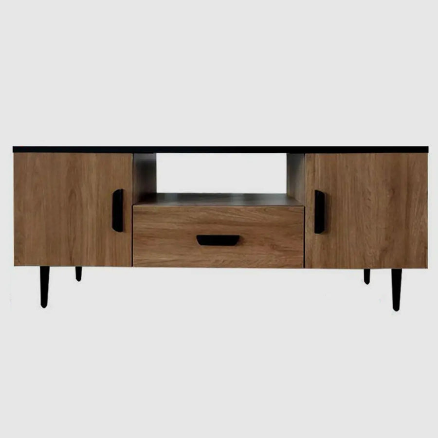 Brown Wooden Drawers Cabinet Rectangular TV Stand