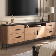 Brown Wooden Drawers Cabinet Rectangular TV Stand