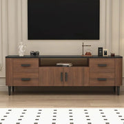 Brown Wooden Drawers Cabinet Rectangular TV Stand