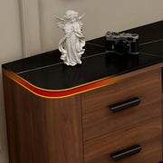 Brown Wooden Drawers Cabinet Rectangular TV Stand