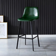 Bucket Leather Seat Low Back Iron Four Legs Bar Stool