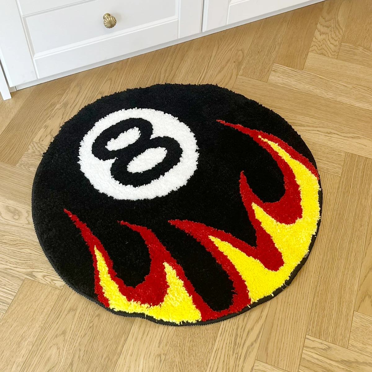Burning 8 Ball Accent Rug