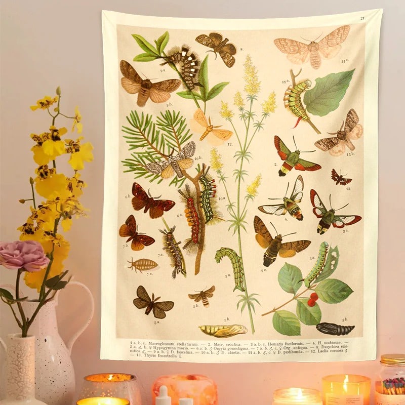 Butterflies Species Botanical Tapestry