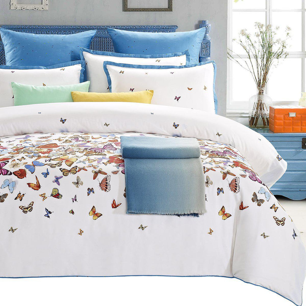 Butterfly 7 Piece Cotton Duvet Cover Set, King