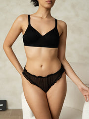 100% Mulberry Silk Sexy Ruffle-Trim Panty(Bra NOT Included)