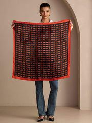100% Mulberry Silk Cherry Pattern Scarf - Size 90x90cm