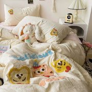 Cartoon Embroidered Toast Bread Bedding Set