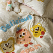 Cartoon Embroidered Toast Bread Bedding Set