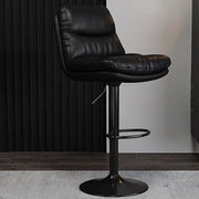 Casual Saddle Orange Leather Swivel Bar Stools with Back