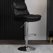 Casual Saddle Orange Leather Swivel Bar Stools with Back