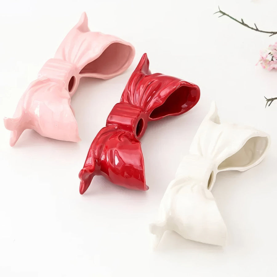 Ceramic Bow-Shaped Candle Holder