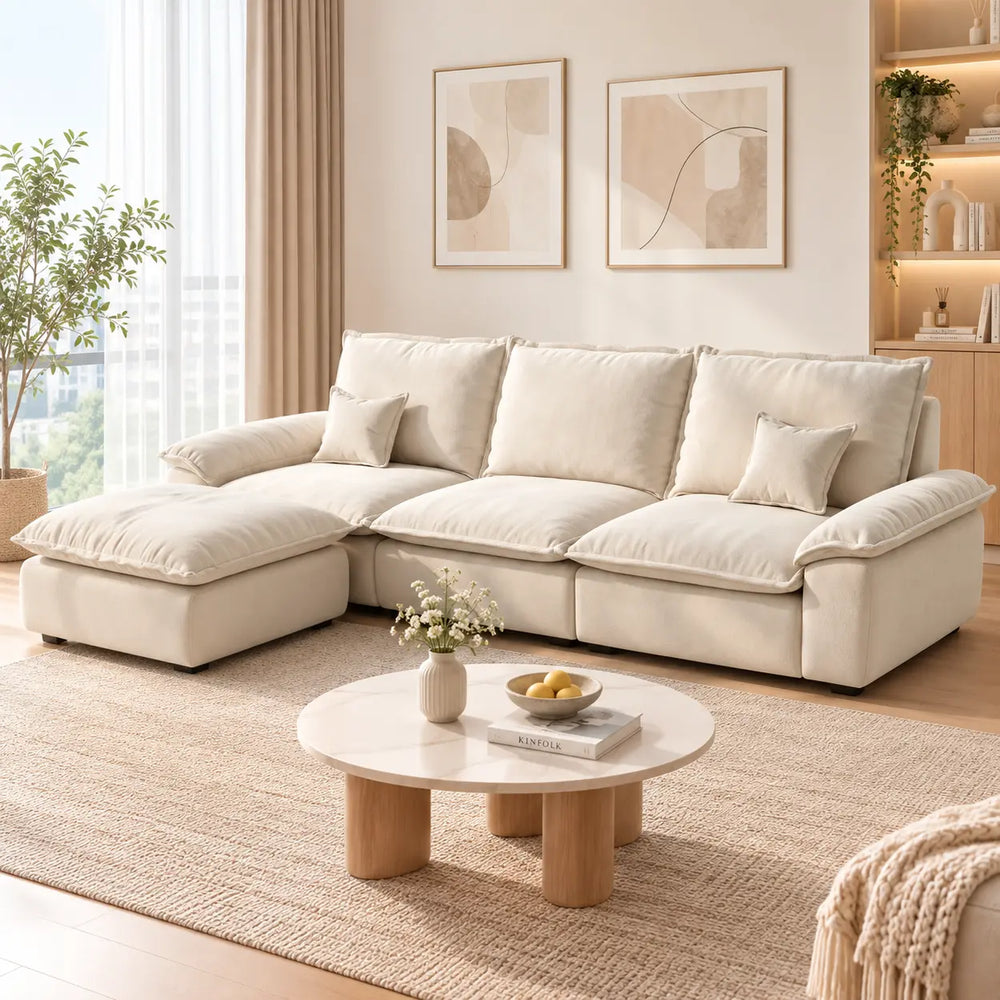 Chenille Modular Sofa with Storage and Memory Foam