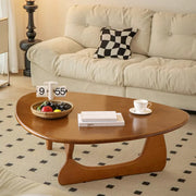 Wood Triangle Coffee Table with Abstract Base