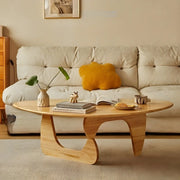 Wood Triangle Coffee Table with Abstract Base