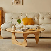 Wood Triangle Coffee Table with Abstract Base