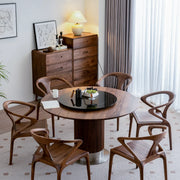 Chic Sculptural Open Low Back Solid Walnut Wood Dining Chair