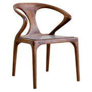 Chic Sculptural Open Low Back Solid Walnut Wood Dining Chair