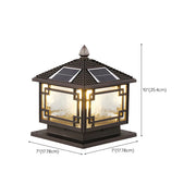 Chinese Black Pavilion Square Outdoor Solar Post Pillar Light