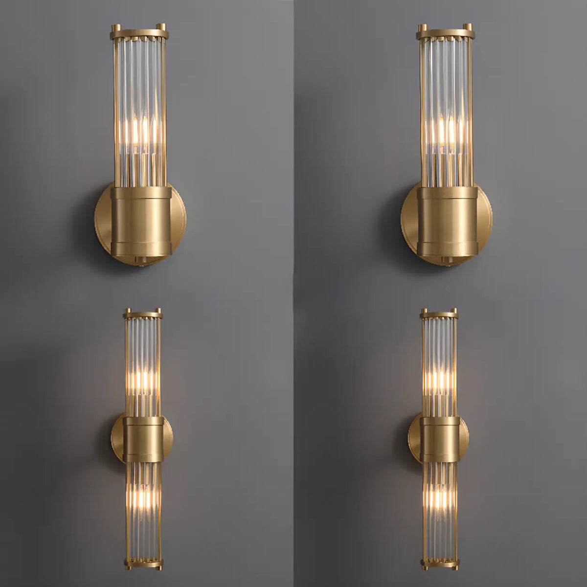 Chrome Finish Modern Glass Cylindrical Vanity Sconce