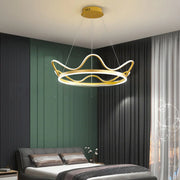 Circle Crown Metal Gold Acrylic LED Bedroom Chandelier