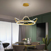 Circle Crown Metal Gold Acrylic LED Bedroom Chandelier