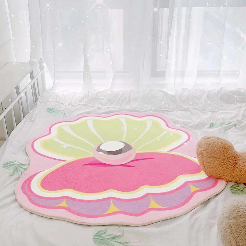 Pink Clamshell Throw Accent Rug