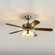 Classic 5 Blades Bronze Flower Ceiling Fan with Lights