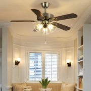 Classic 5 Blades Bronze Flower Ceiling Fan with Lights