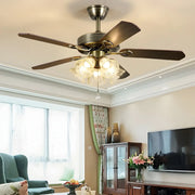 Classic 5 Blades Bronze Flower Ceiling Fan with Lights