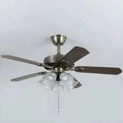 Classic 5 Blades Bronze Flower Ceiling Fan with Lights