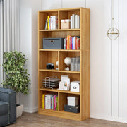 Classic 5-Shelf Oak Finish Wooden Tall Bookcase Brown