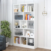 Classic 5-Shelf Oak Finish Wooden Tall Bookcase Brown