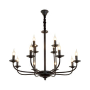 Classic Black Iron Candle Living Room Pendant Chandelier