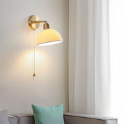 Classic Brass Pull Chain Dome LED Wall Sconce