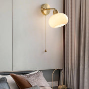 Classic Brass Pull Chain Dome LED Wall Sconce