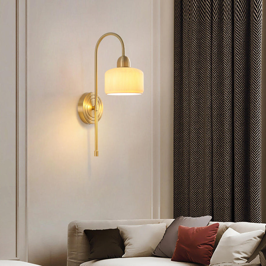 Classic Brass Pull Chain Dome LED Wall Sconce