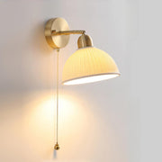 Classic Brass Pull Chain Dome LED Wall Sconce