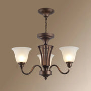 Classic Bronze Curved Arms Round Frosted Glass Chandelier