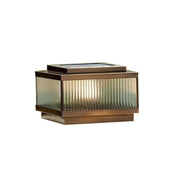 Classic Bronze Solar Ribbed Glass Outdoor Pillar Light