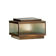 Classic Bronze Solar Ribbed Glass Outdoor Pillar Light