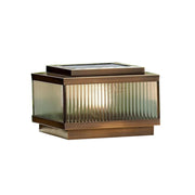 Classic Bronze Solar Ribbed Glass Outdoor Pillar Light