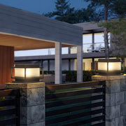 Classic Bronze Solar Ribbed Glass Outdoor Pillar Light