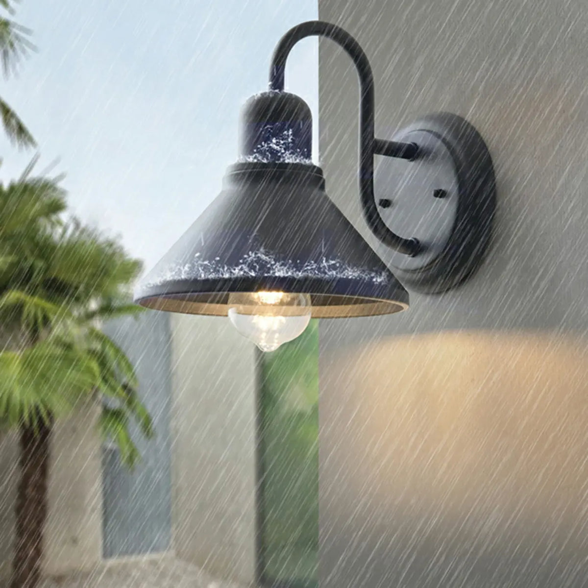 Classic Cone Black Metal External LED Wall Lights