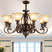 Classic Dome Floral Glass Chandelier Adjustable Chain