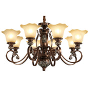 Classic Dome Floral Glass Chandelier Adjustable Chain