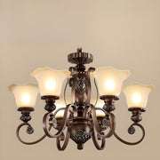 Classic Dome Floral Glass Chandelier Adjustable Chain